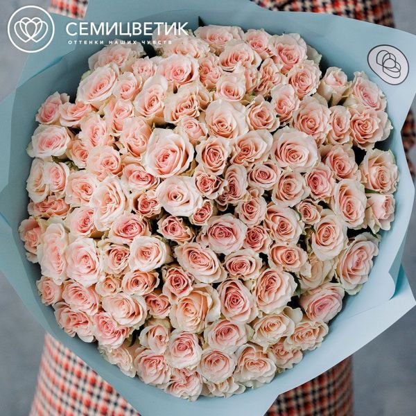 Букет из 101 нежно-розовой розы 40 см (Кения)