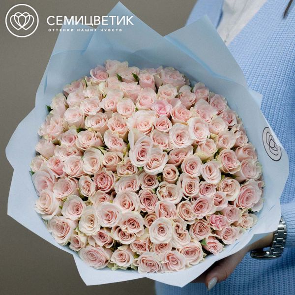 Букет из 101 нежно-розовой розы 30 см (Кения)