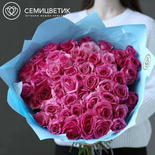 Букет из 51 розовой розы 50 см (Россия)
