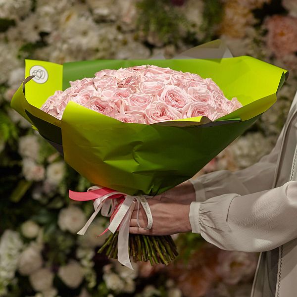 51 розовая одноголовая пионовидная роза 40 см Pink O'Hara