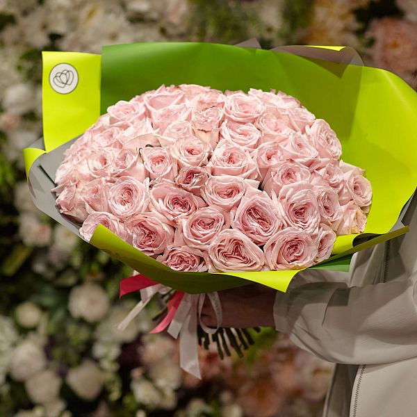 51 розовая одноголовая пионовидная роза 40 см Pink O'Hara