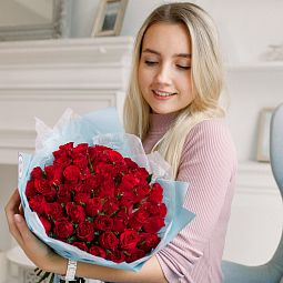 Букет из 51 красной розы 40 см (Кения)