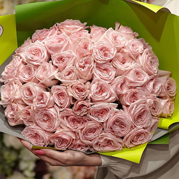 51 розовая одноголовая пионовидная роза 40 см Pink O'Hara