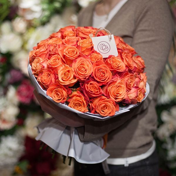 51 оранжевая роза (Эквадор) 50 см Orange Crush