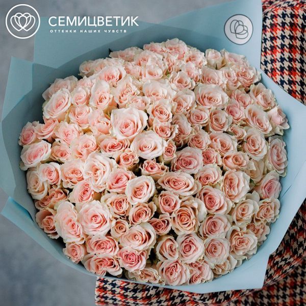 Букет из 101 нежно-розовой розы 40 см (Кения)