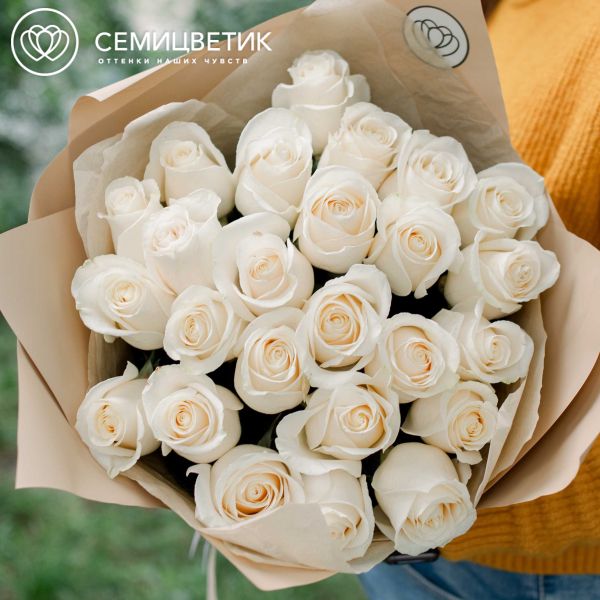 Букет из 25 белых роз Vendela 50 см (Эквадор)