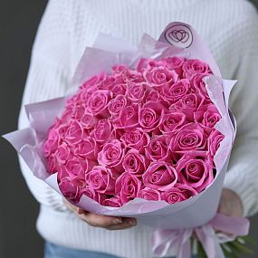 Букет из 51 розовой розы 40 см (Кения)